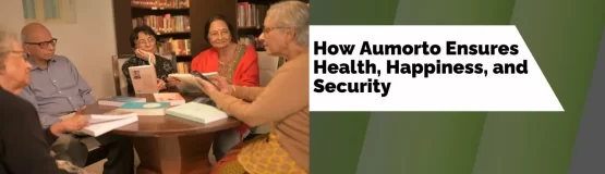 old people sitting together in future living homes