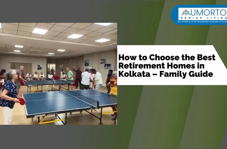 A group of senior citizens interacting and enjoying activities together in a retirement home.