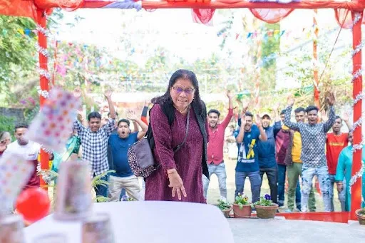 Residents playing games in Aumorto Senior living in Kolkata